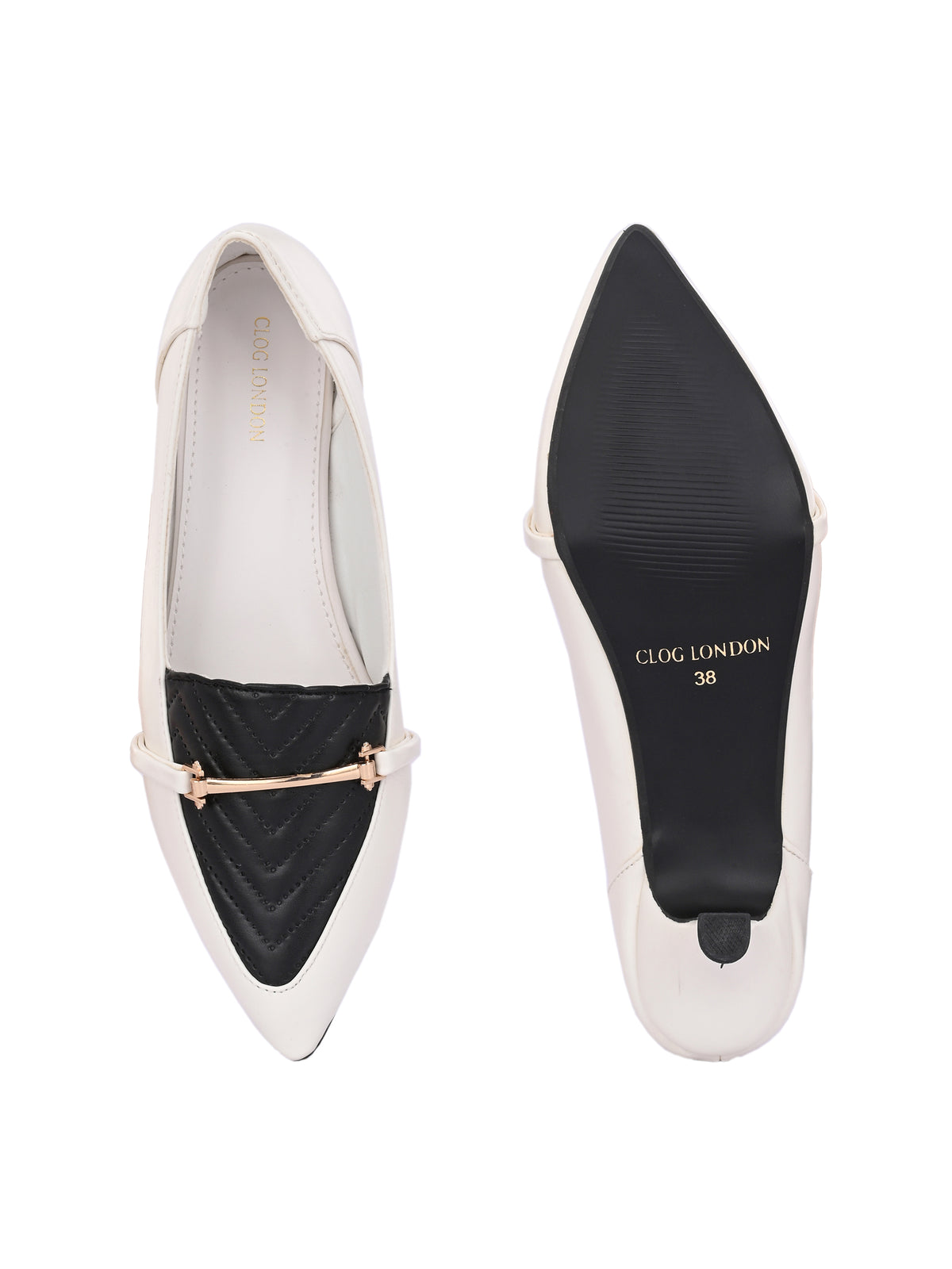 Women Off-White Kitten Pumps Heel Sandals