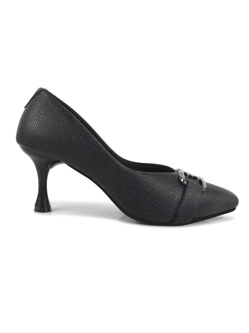 Women Black Slip on Stiletto Heel Pumps Sandals