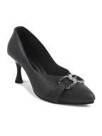 Women Black Slip on Stiletto Heel Pumps Sandals