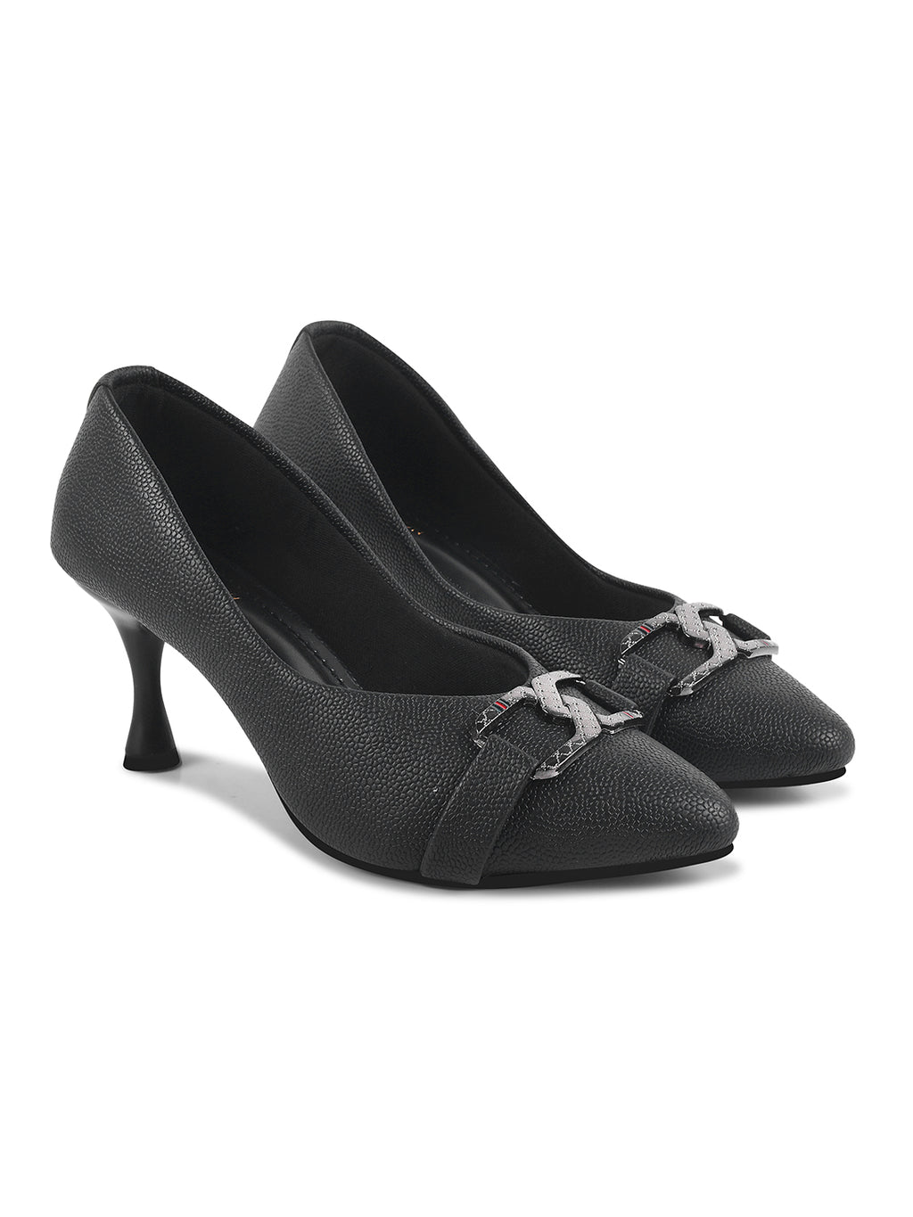 Women Black Slip on Stiletto Heel Pumps Sandals