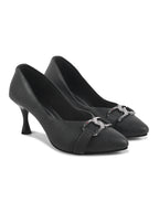 Women Black Slip on Stiletto Heel Pumps Sandals