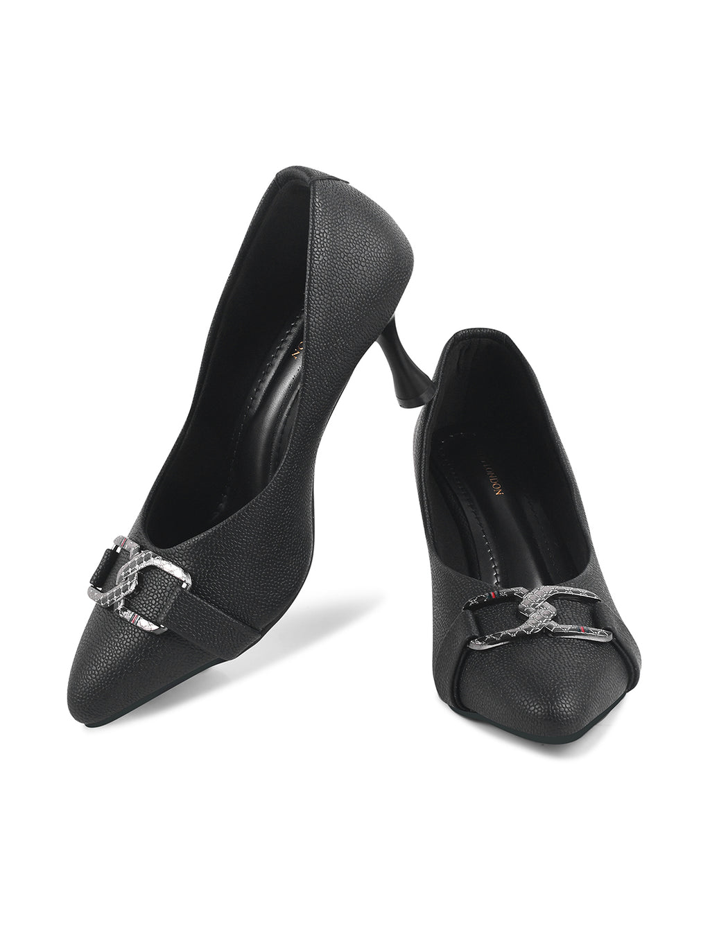 Women Black Slip on Stiletto Heel Pumps Sandals