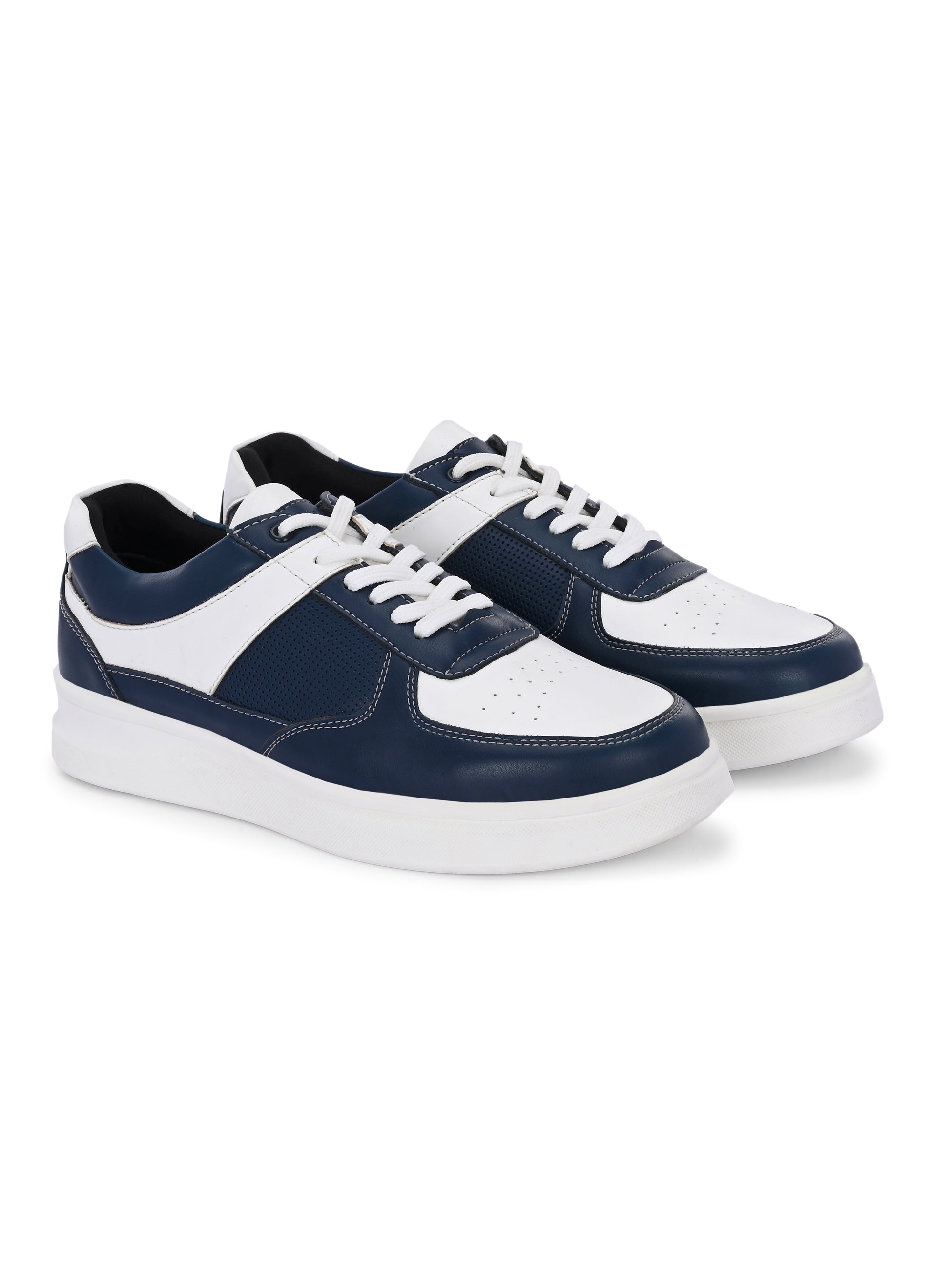 Men's White-Navy Blue Sneakers Shoes