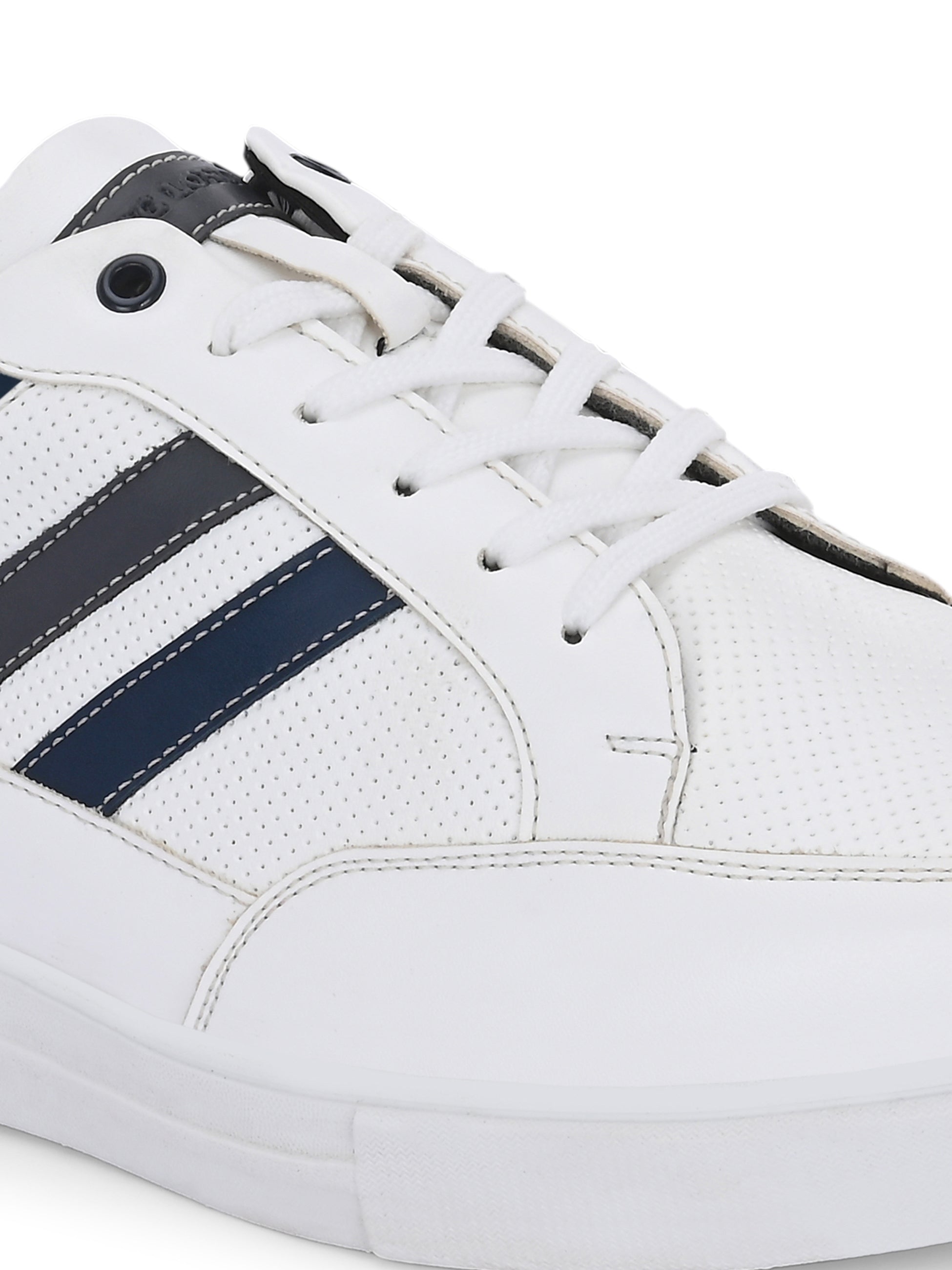 Men's White Striped Sneakers - Casual Shoes