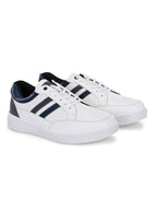 Men's White Striped Sneakers - Casual Shoes