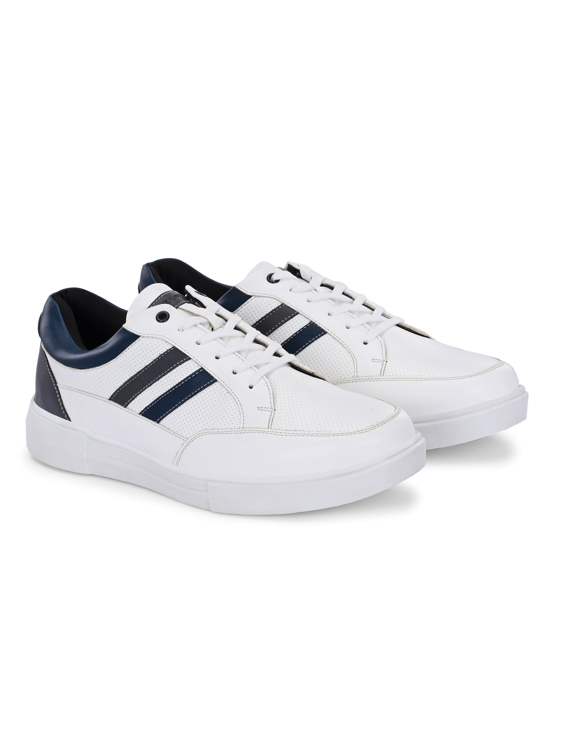 Men's White Striped Sneakers - Casual Shoes