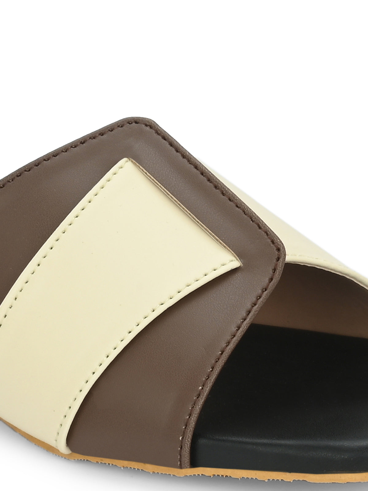 Women Brown White Casual Slip-On Flats