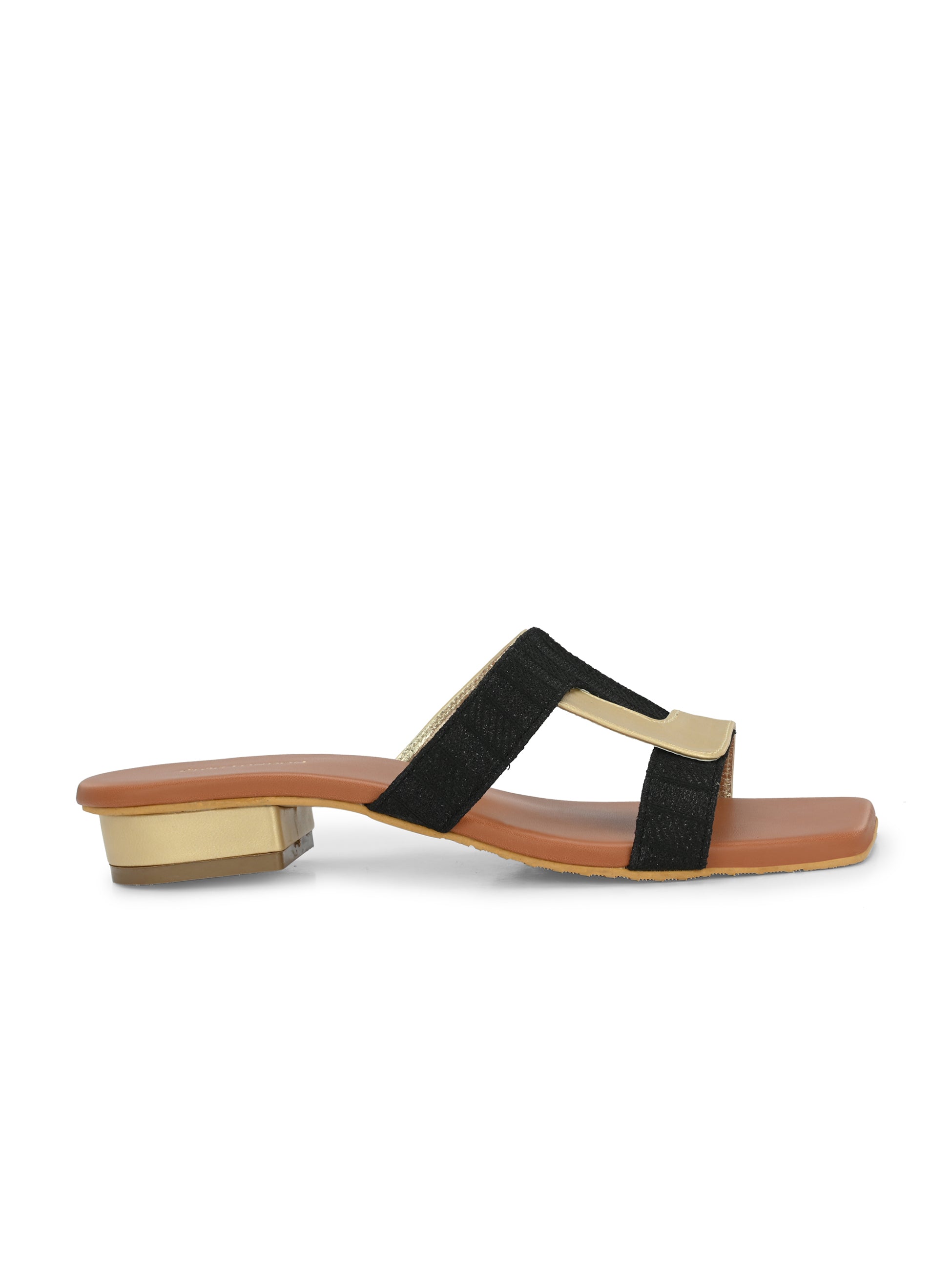 Women’s Black Gold Casual Strap Flats