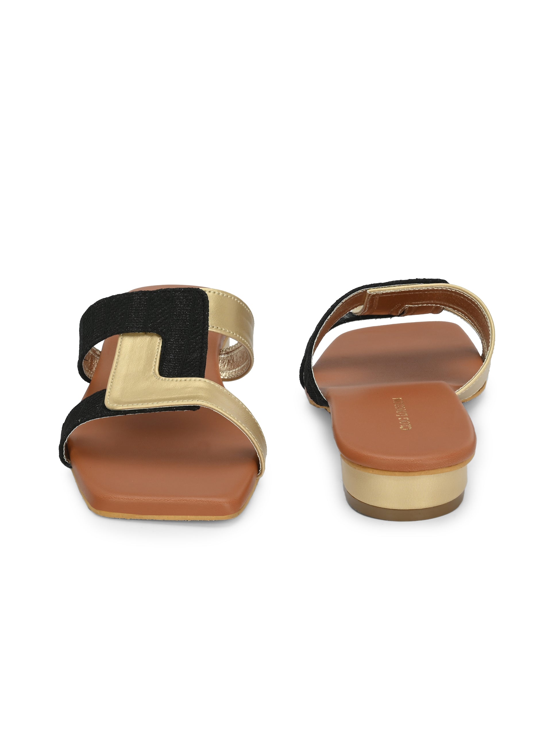 Women’s Black Gold Casual Strap Flats