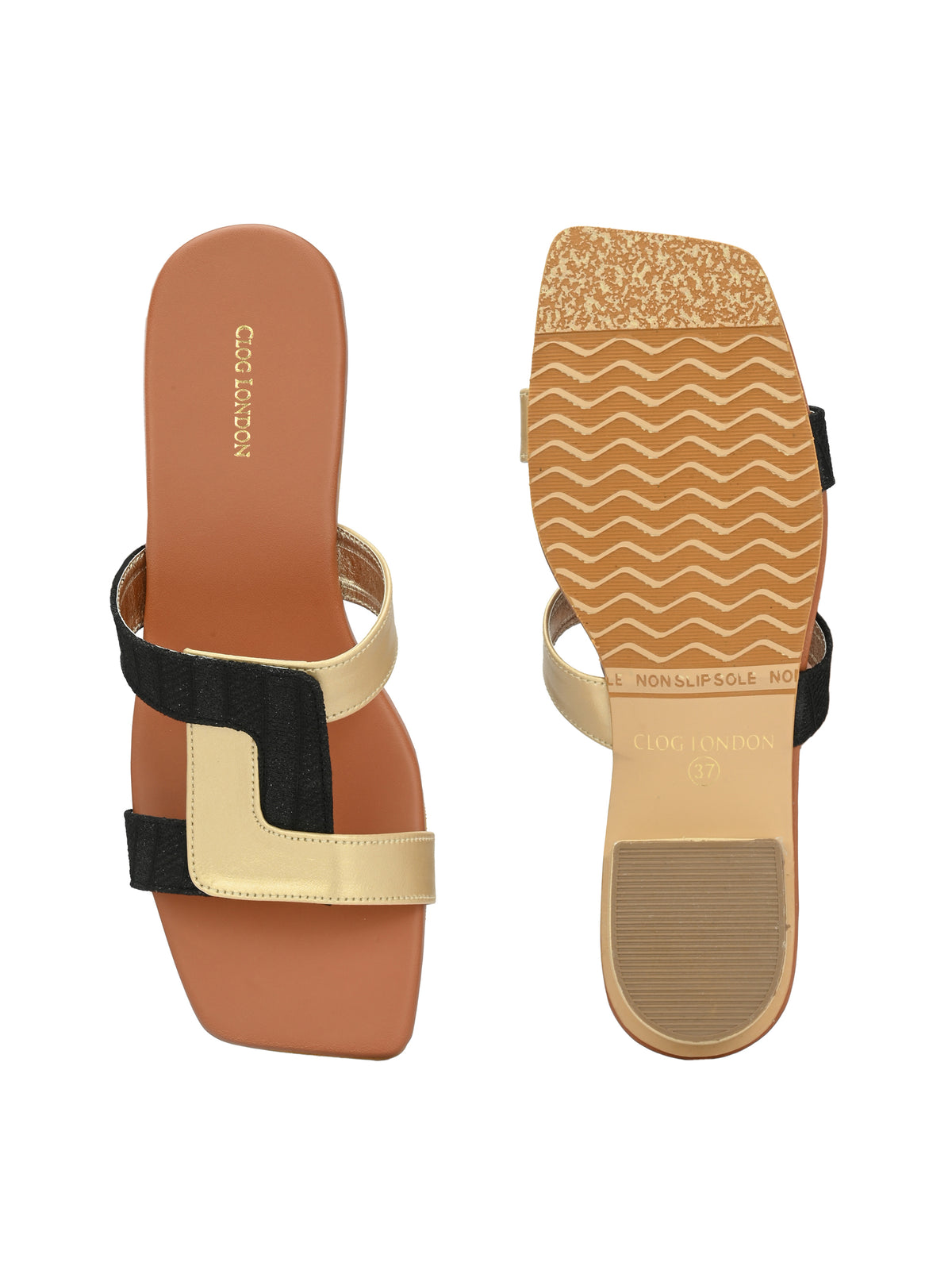 Women’s Black Gold Casual Strap Flats