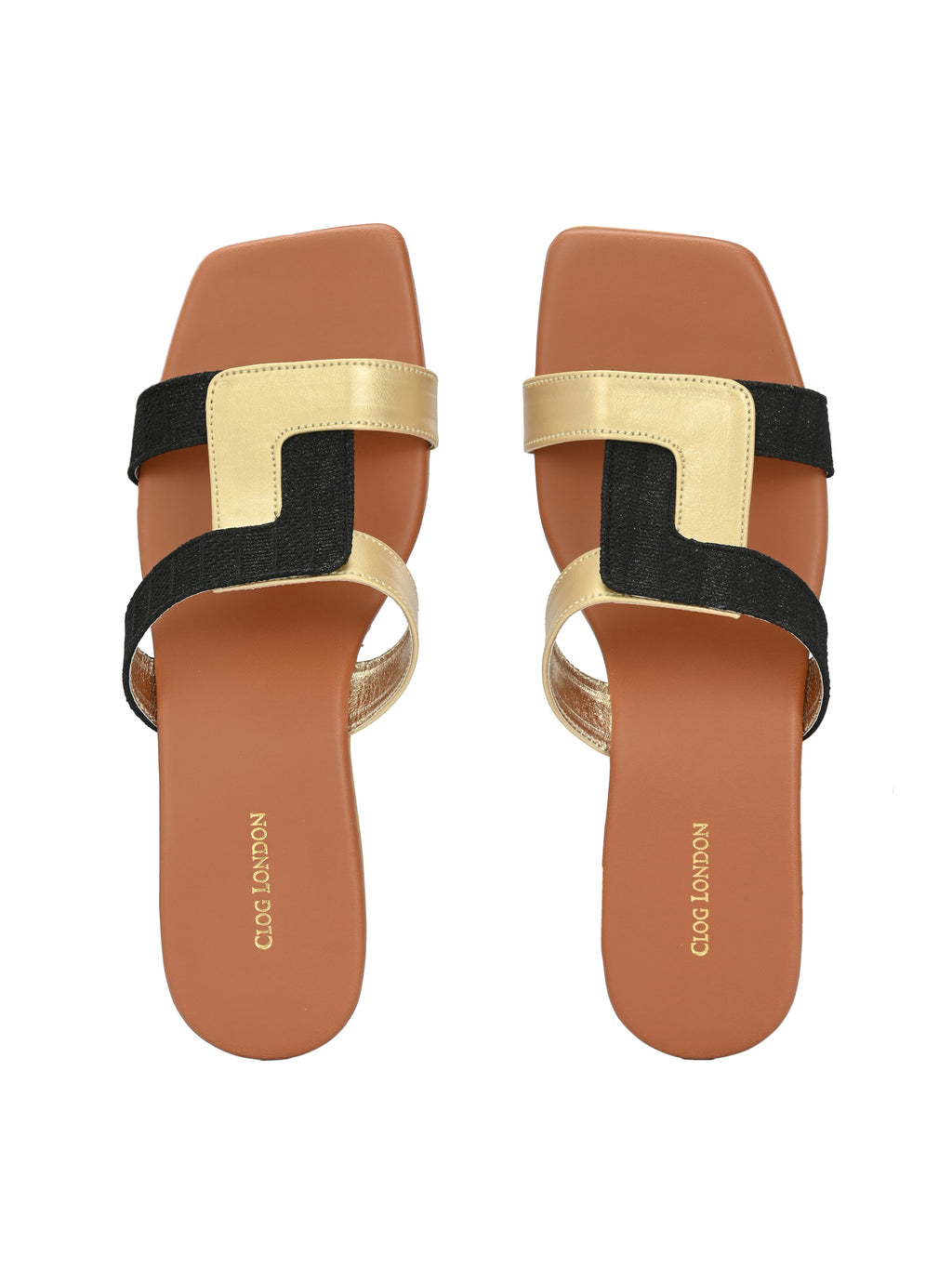 Women’s Black Gold Casual Strap Flats
