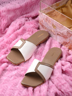 Women White Slip on Flats & Casual Sandals