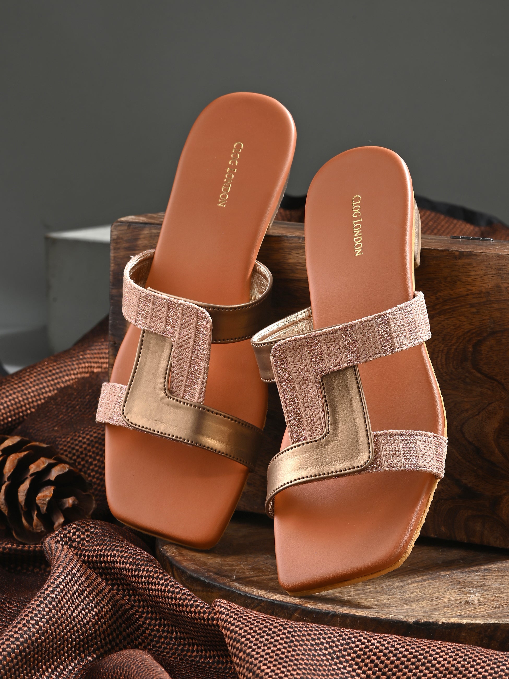 Womens Rose Gold Casual Flats & Sandals