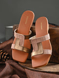 Women Slip-On Chunky Heeled Sandals