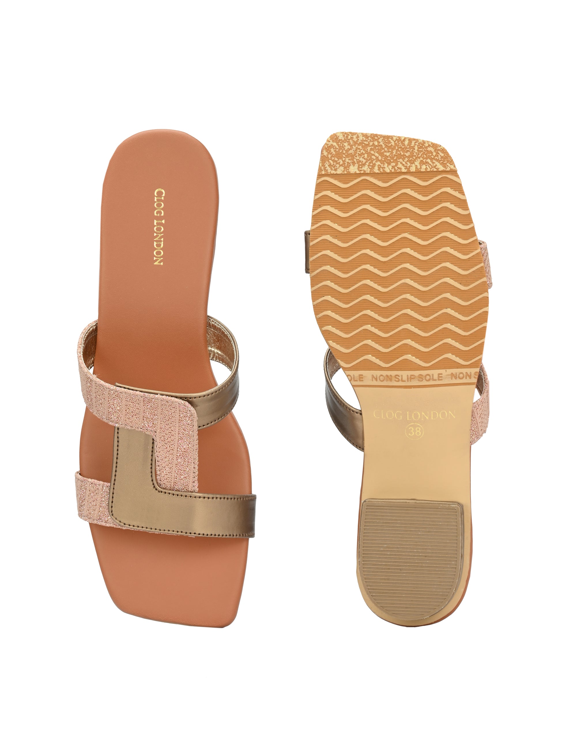 Women’s Black Gold Casual Strap Flats