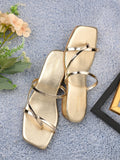 Women Gold  Slide Flats