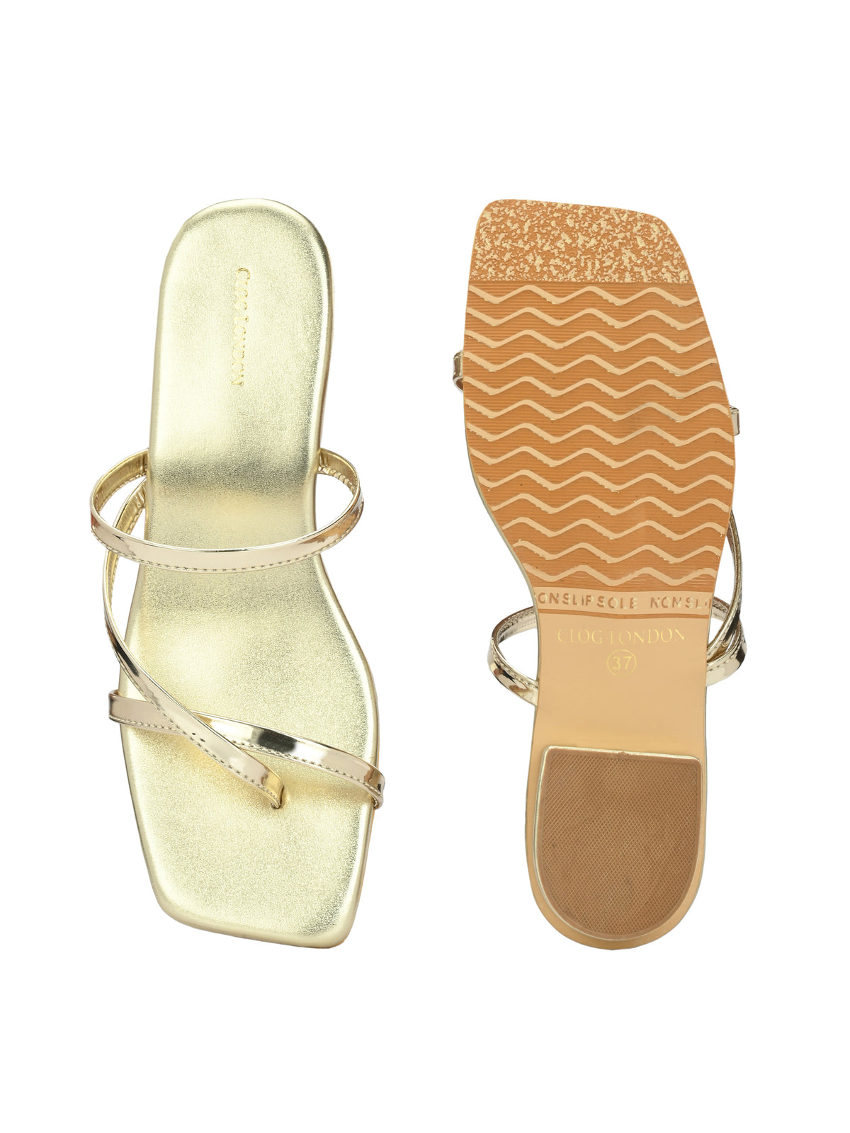 Women Gold  Slide Flats