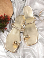 Women Gold One Toe Flats