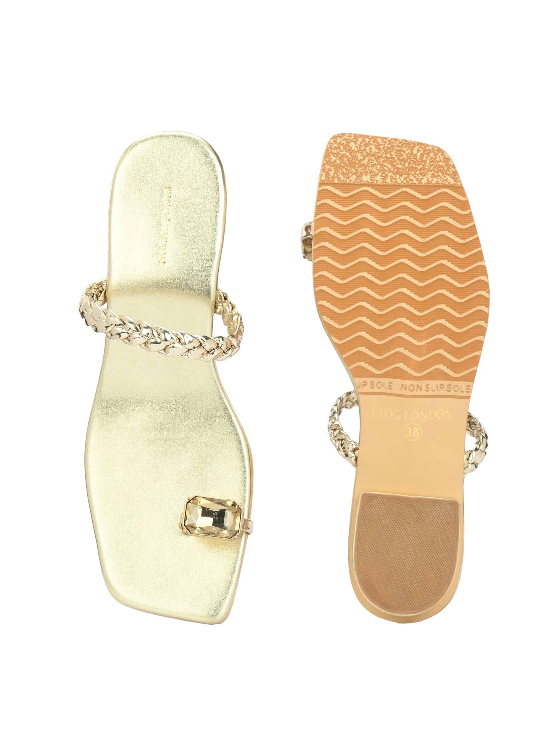 Women Gold One Toe Flats
