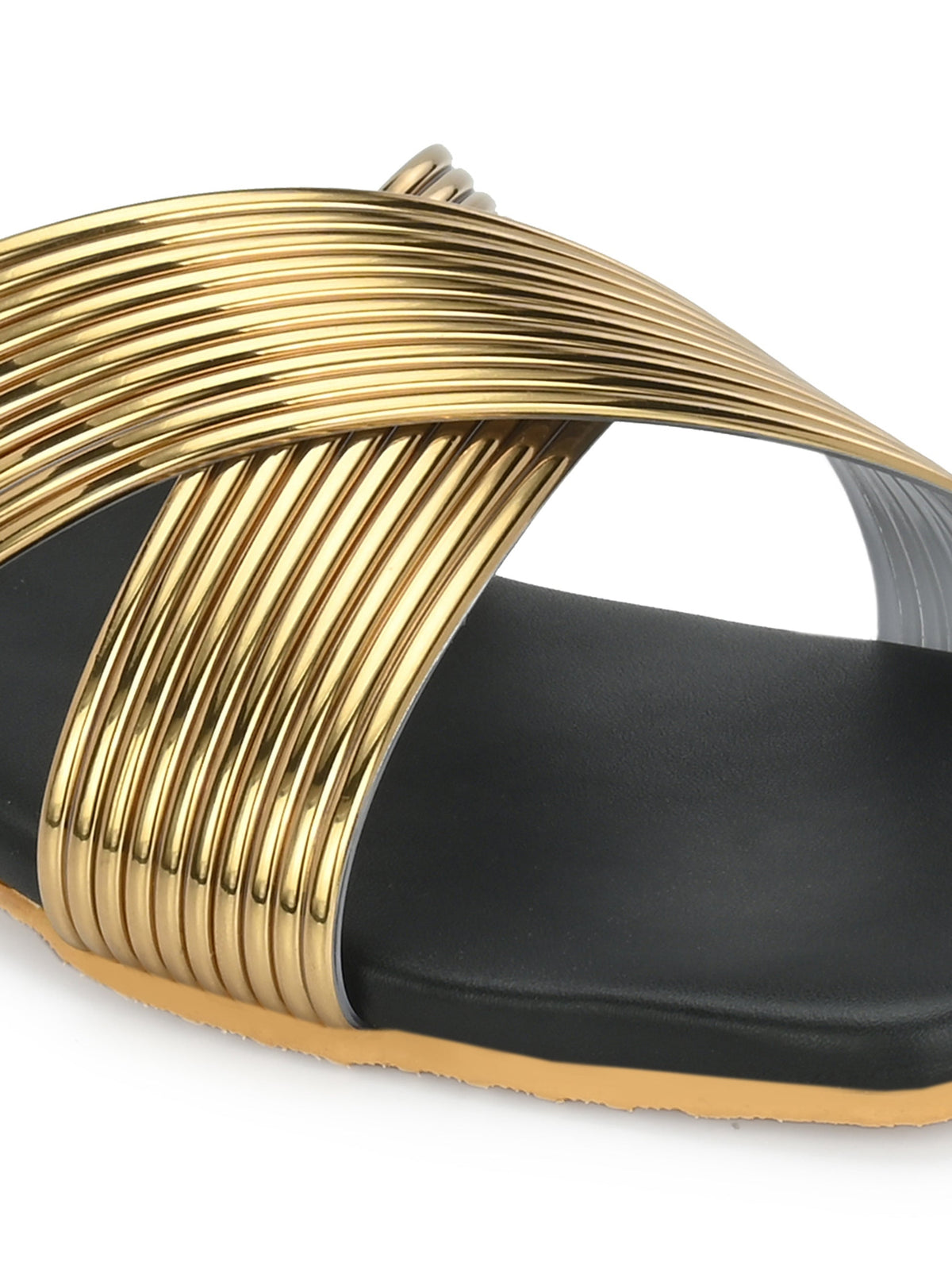 Womens MultiColored Cross Strap Flats & Sandals