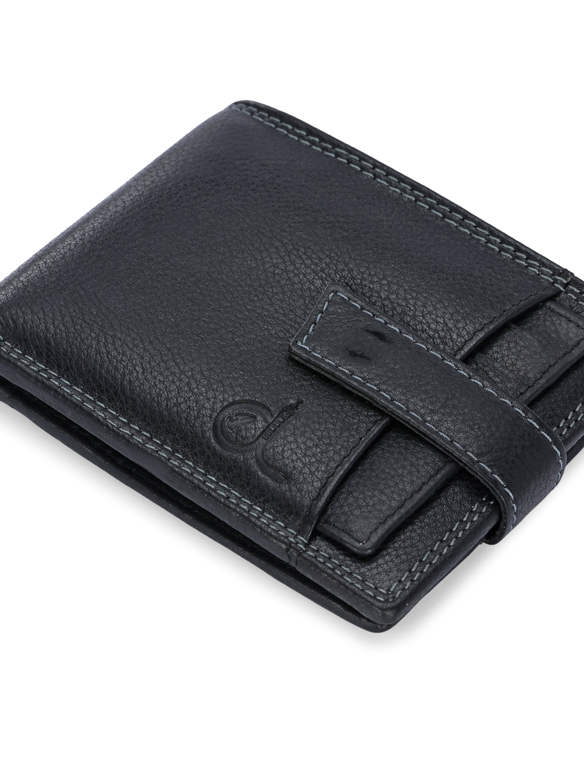 Bifold Black Leather Wallet for Men's