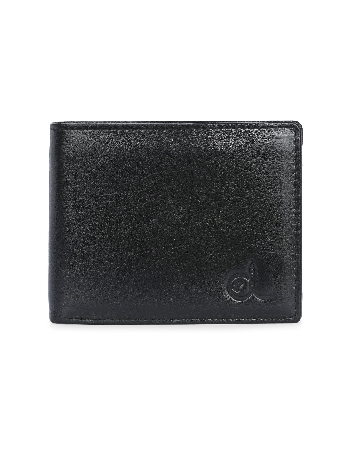Men's Black Solid Flap Closure Two-Fold Wallet