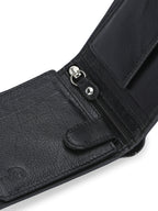 Men's Black Solid Flap Closure Two-Fold Wallet