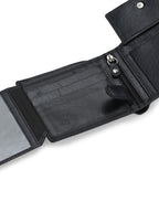 Men's Black Solid Flap Closure Two-Fold Wallet