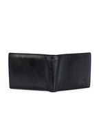 Men's Black Solid Flap Closure Two-Fold Wallet