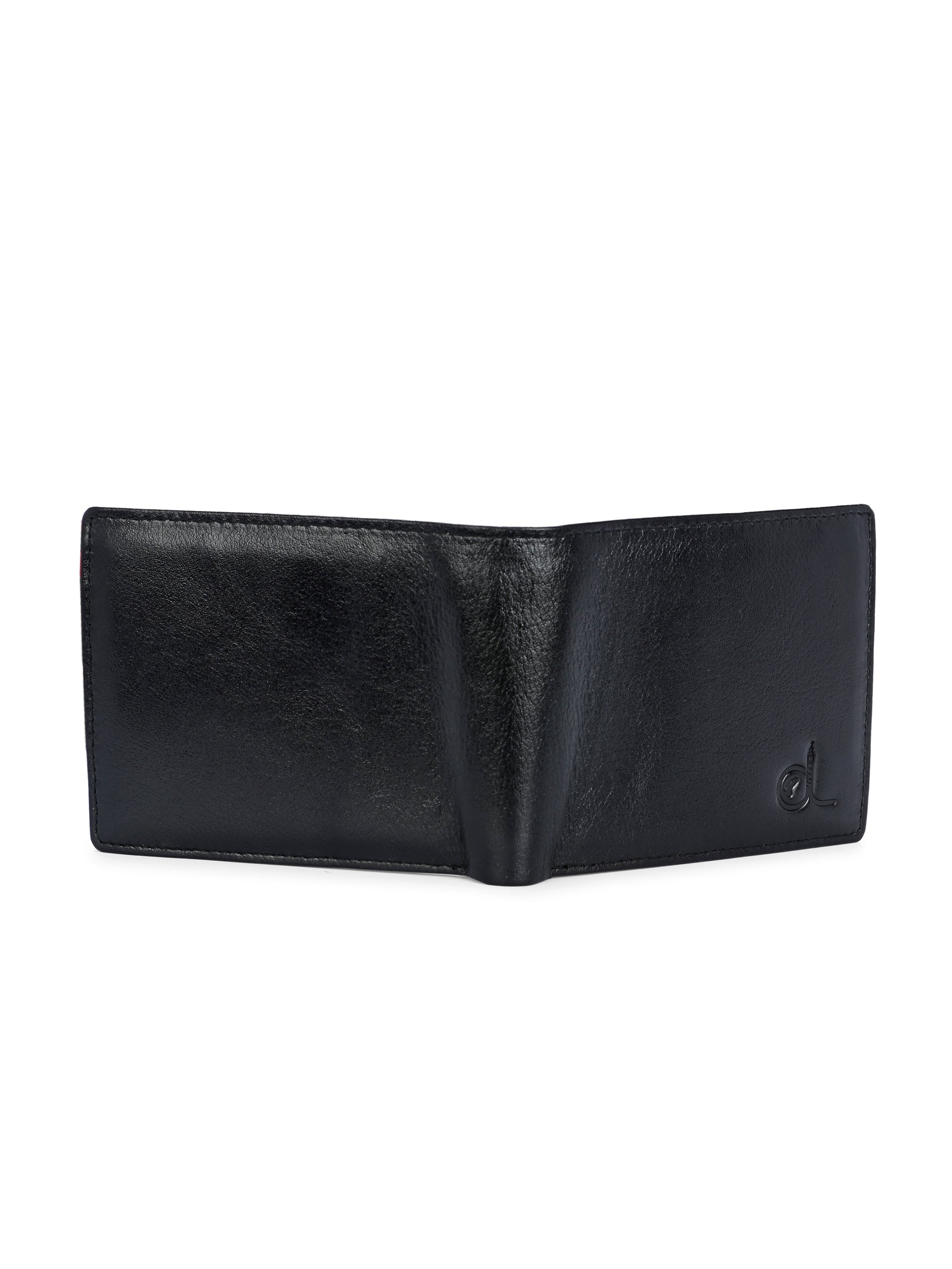 Men's Black Solid Flap Closure Two-Fold Wallet
