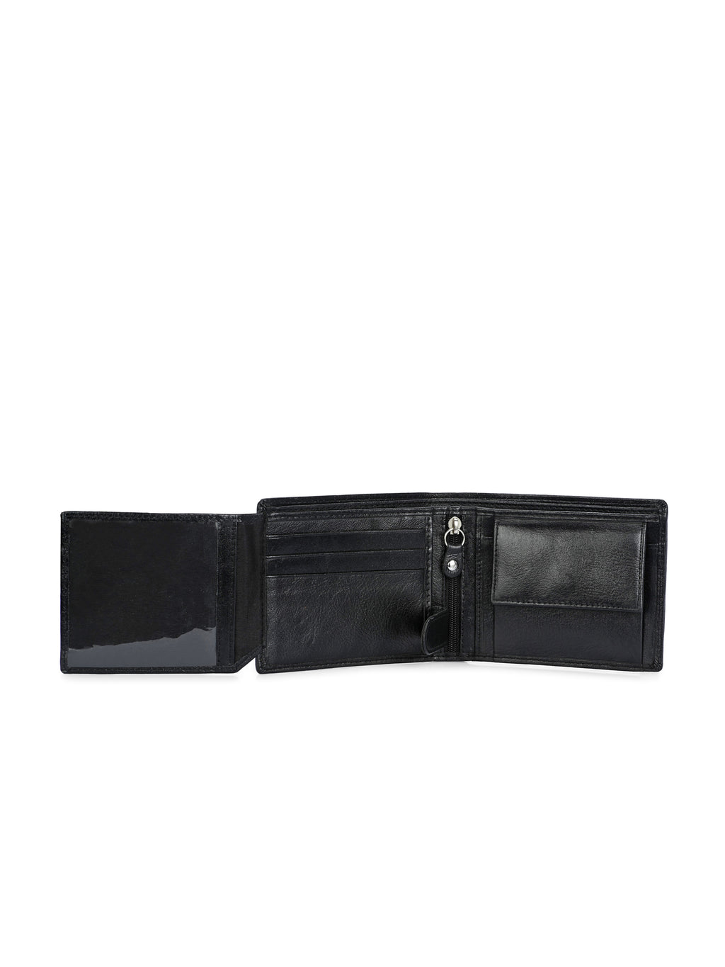 Men's Black Solid Flap Closure Two-Fold Wallet