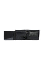 Men's Black Solid Flap Closure Two-Fold Wallet
