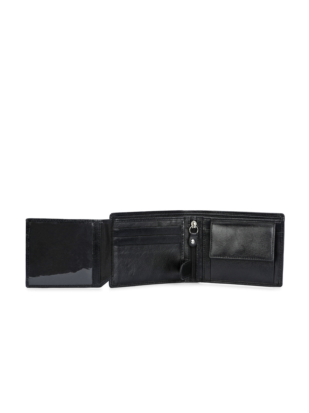 Men's Black Solid Flap Closure Two-Fold Wallet