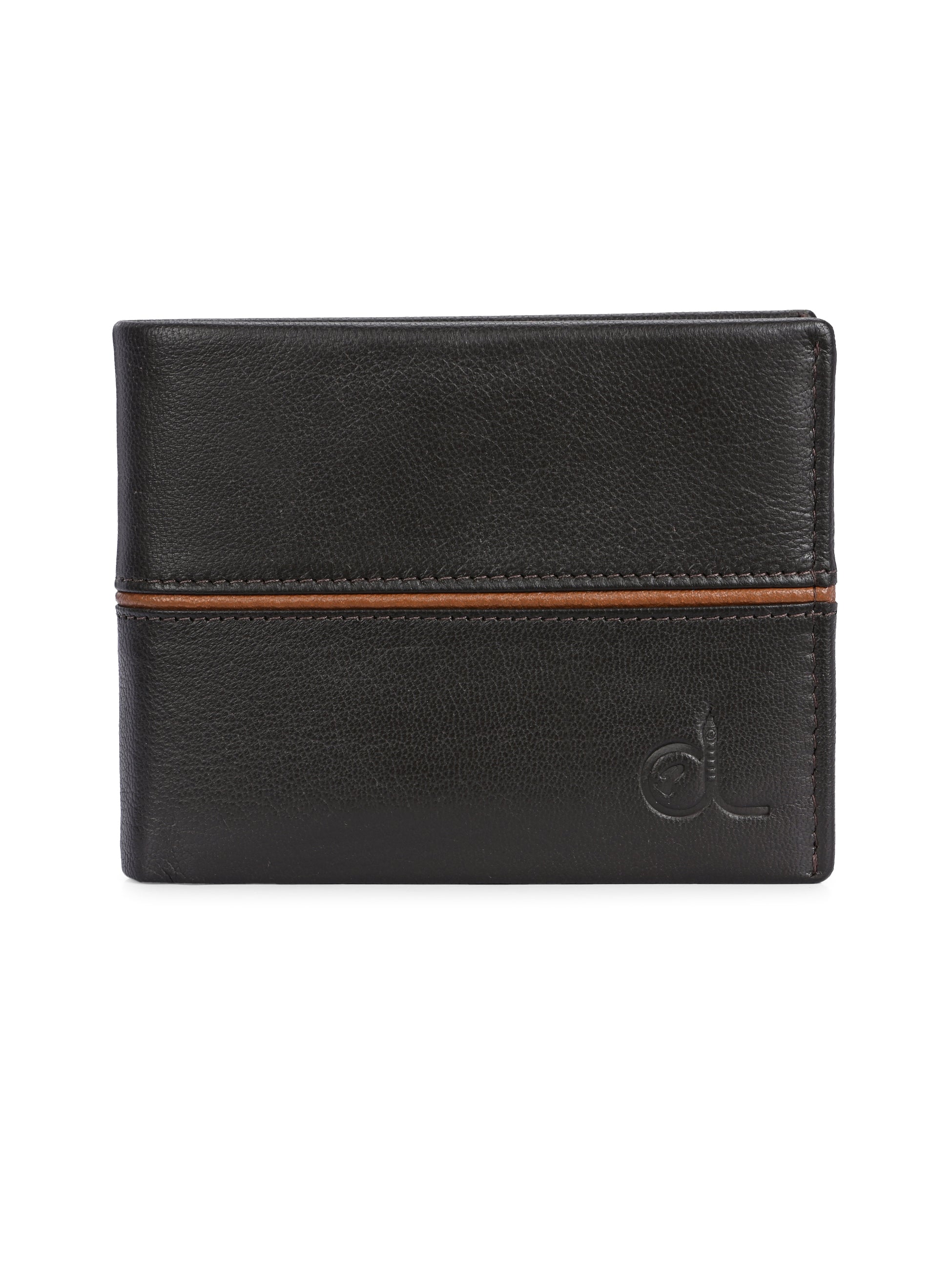 Men's Brown Solid Flap Closure Two Fold Wallet