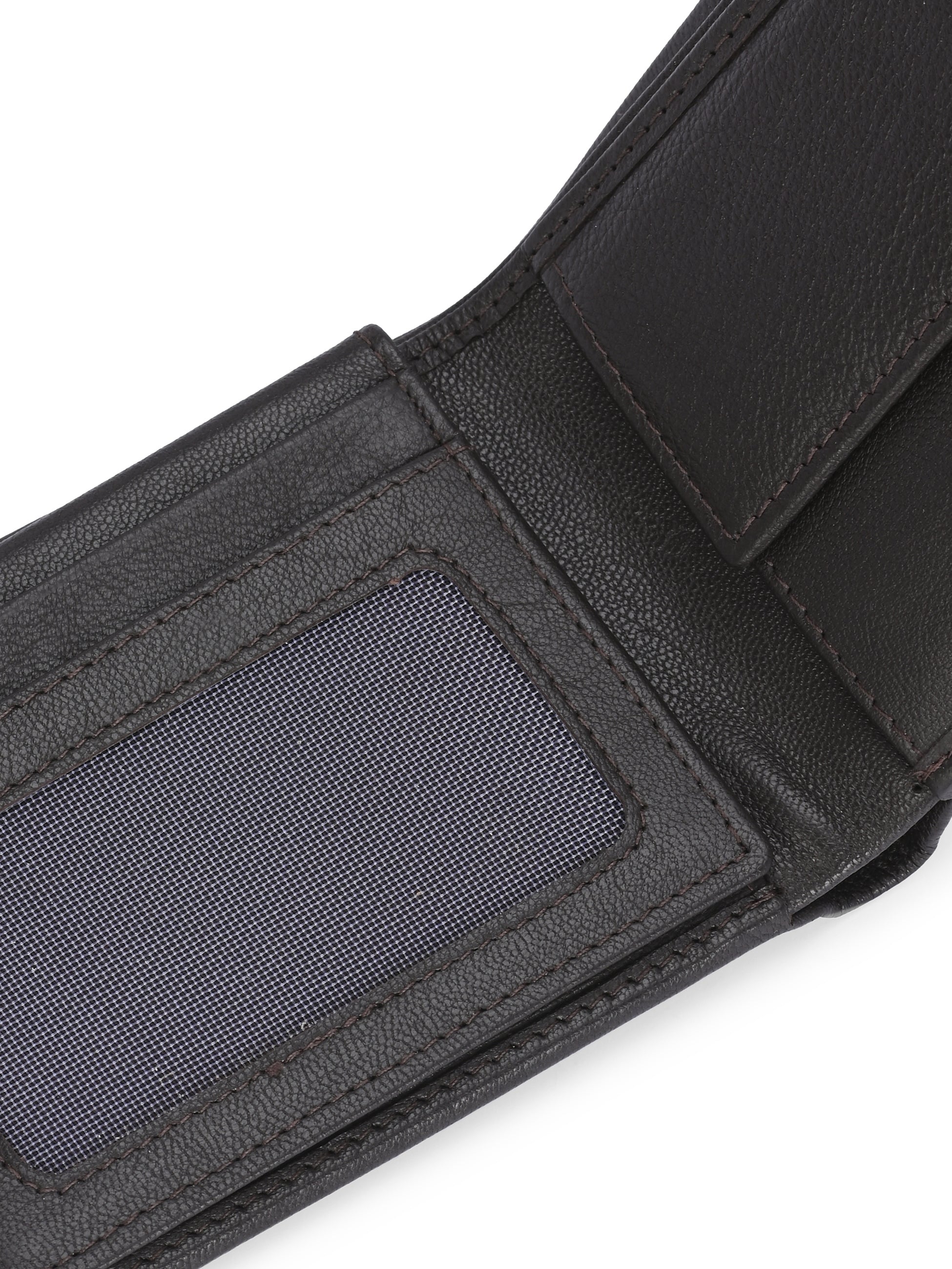 Men's Brown Solid Flap Closure Two Fold Wallet