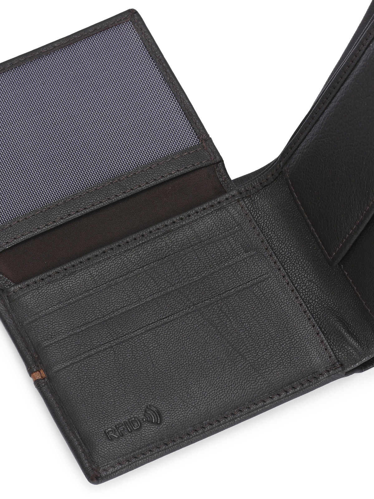Men's Brown Solid Flap Closure Two Fold Wallet