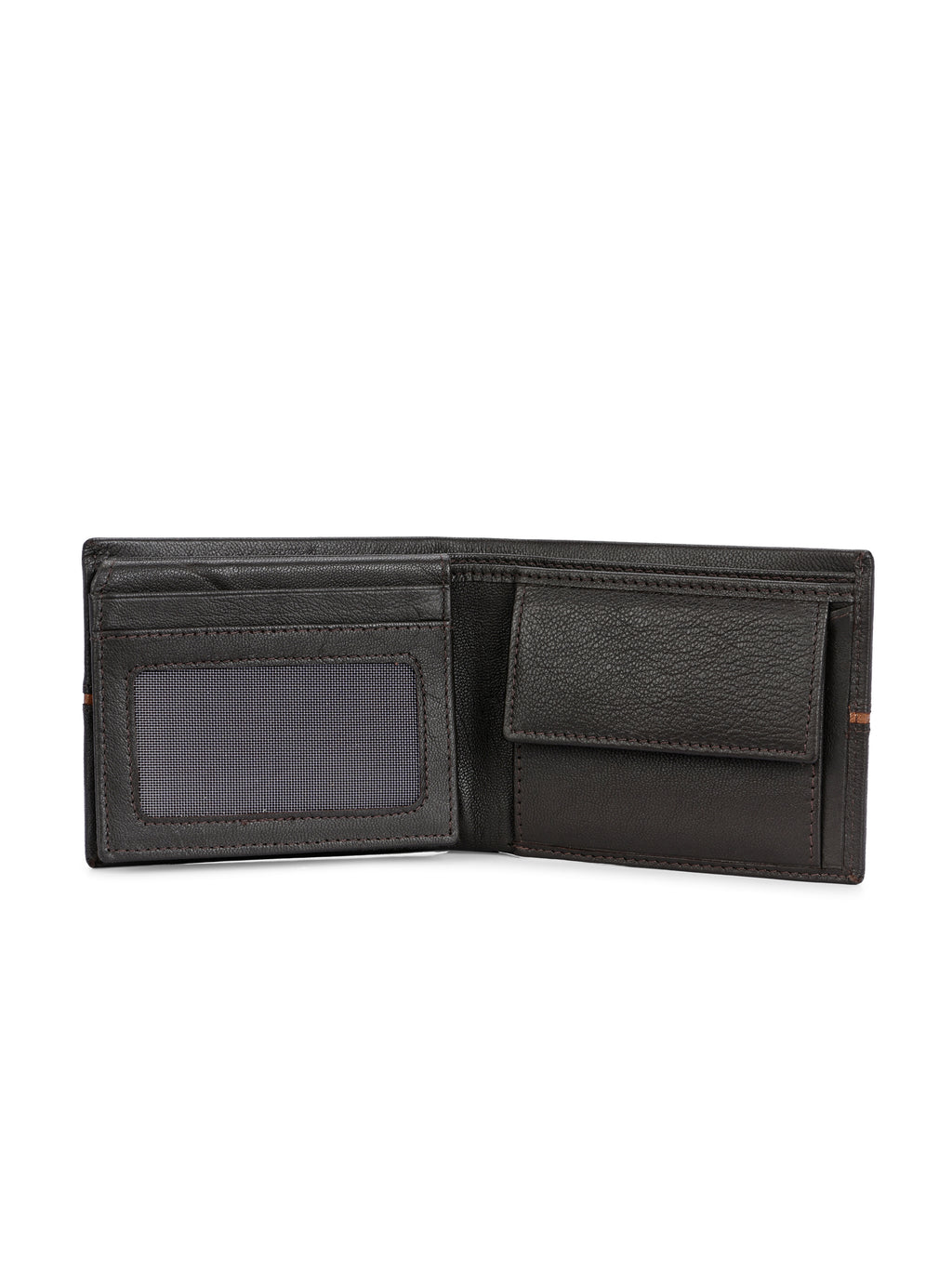 Men's Brown Solid Flap Closure Two Fold Wallet