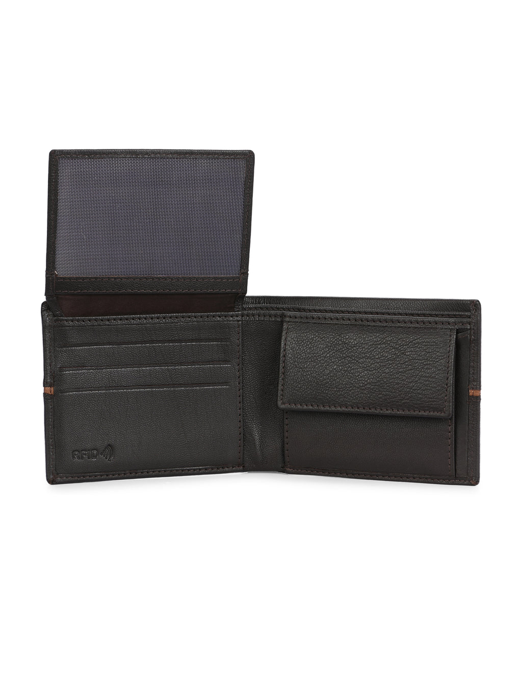Men's Brown Solid Flap Closure Two Fold Wallet