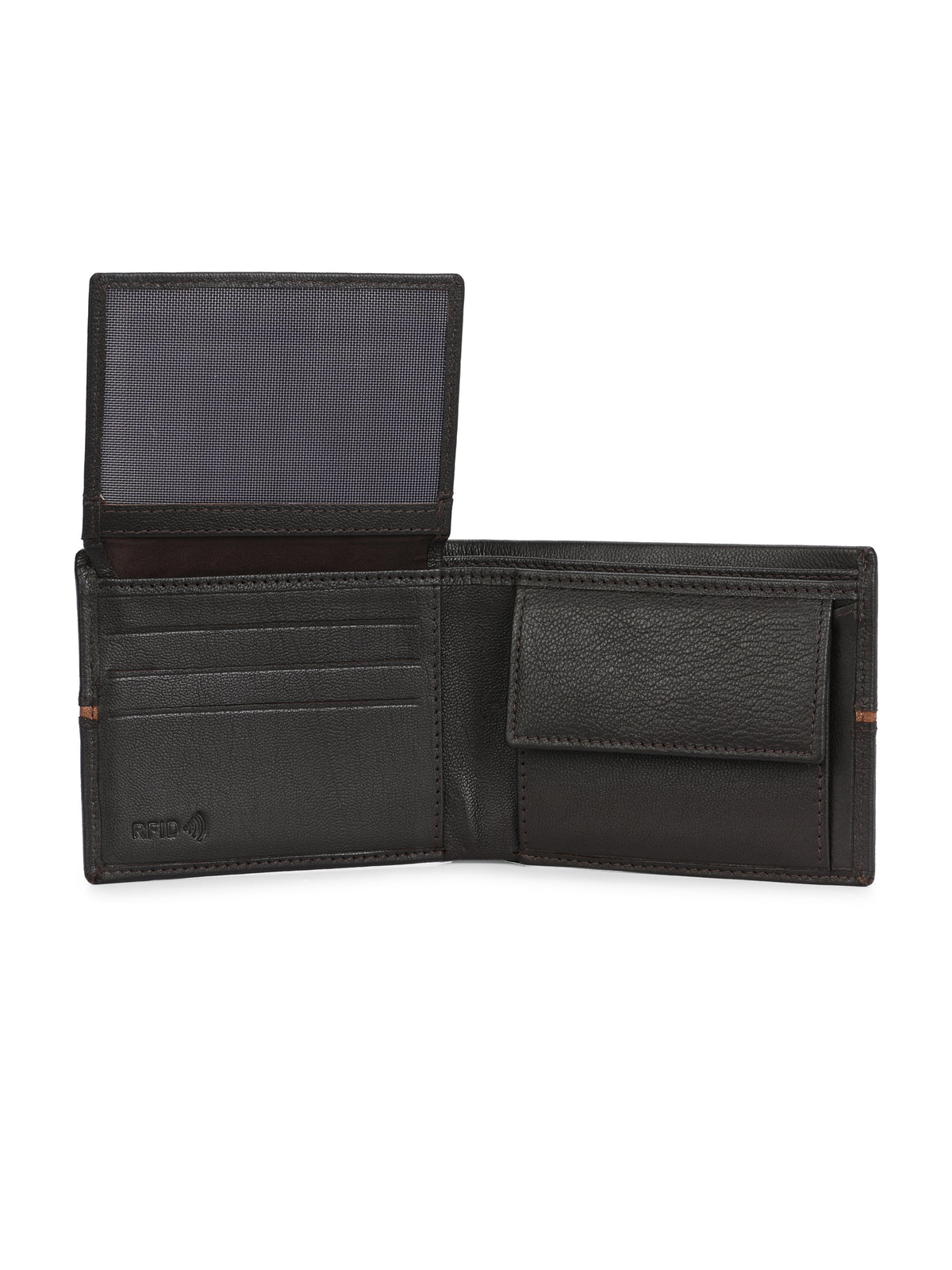 Men's Brown Solid Flap Closure Two Fold Wallet