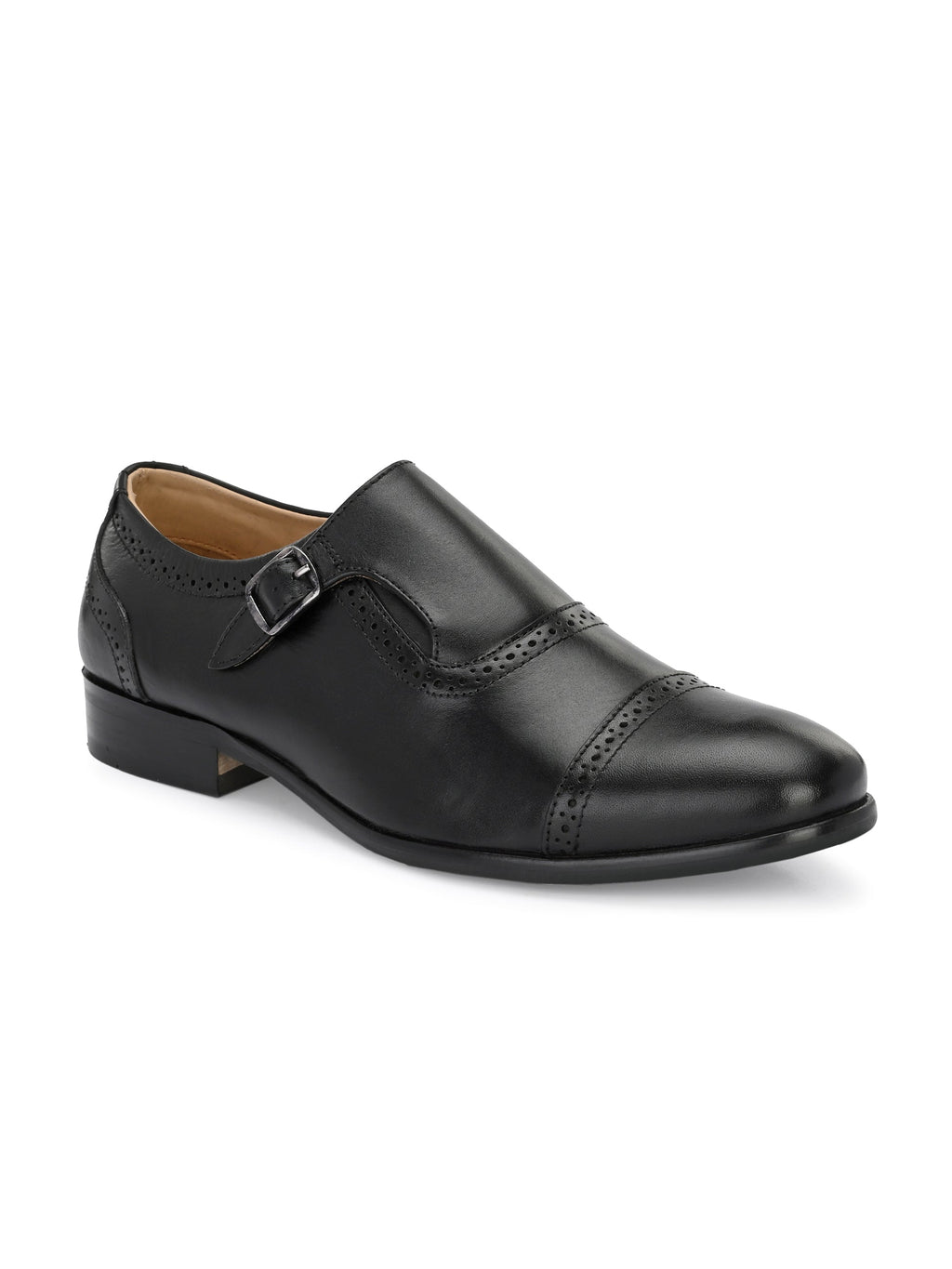 Men's Perforated Leather Monk Shoes