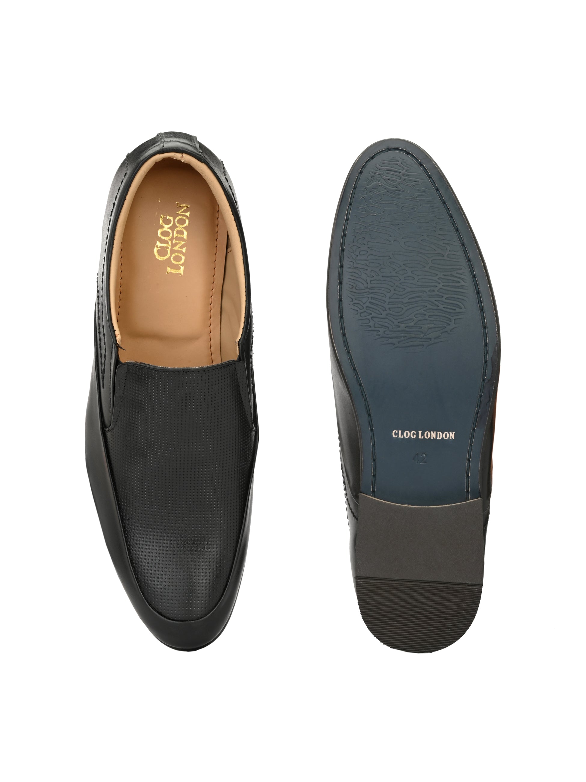 Men's Perforated Leather Formal Slip on Shoes