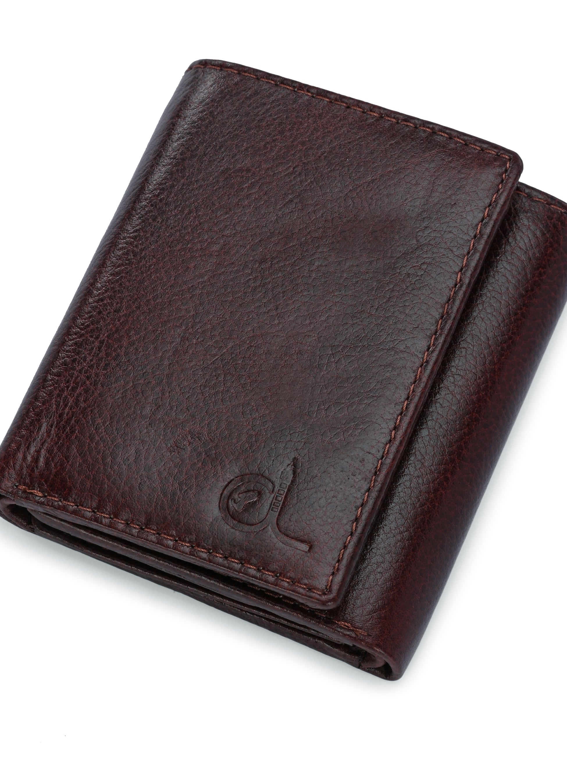 Men's Brown Leather Small Tri-Fold Wallet