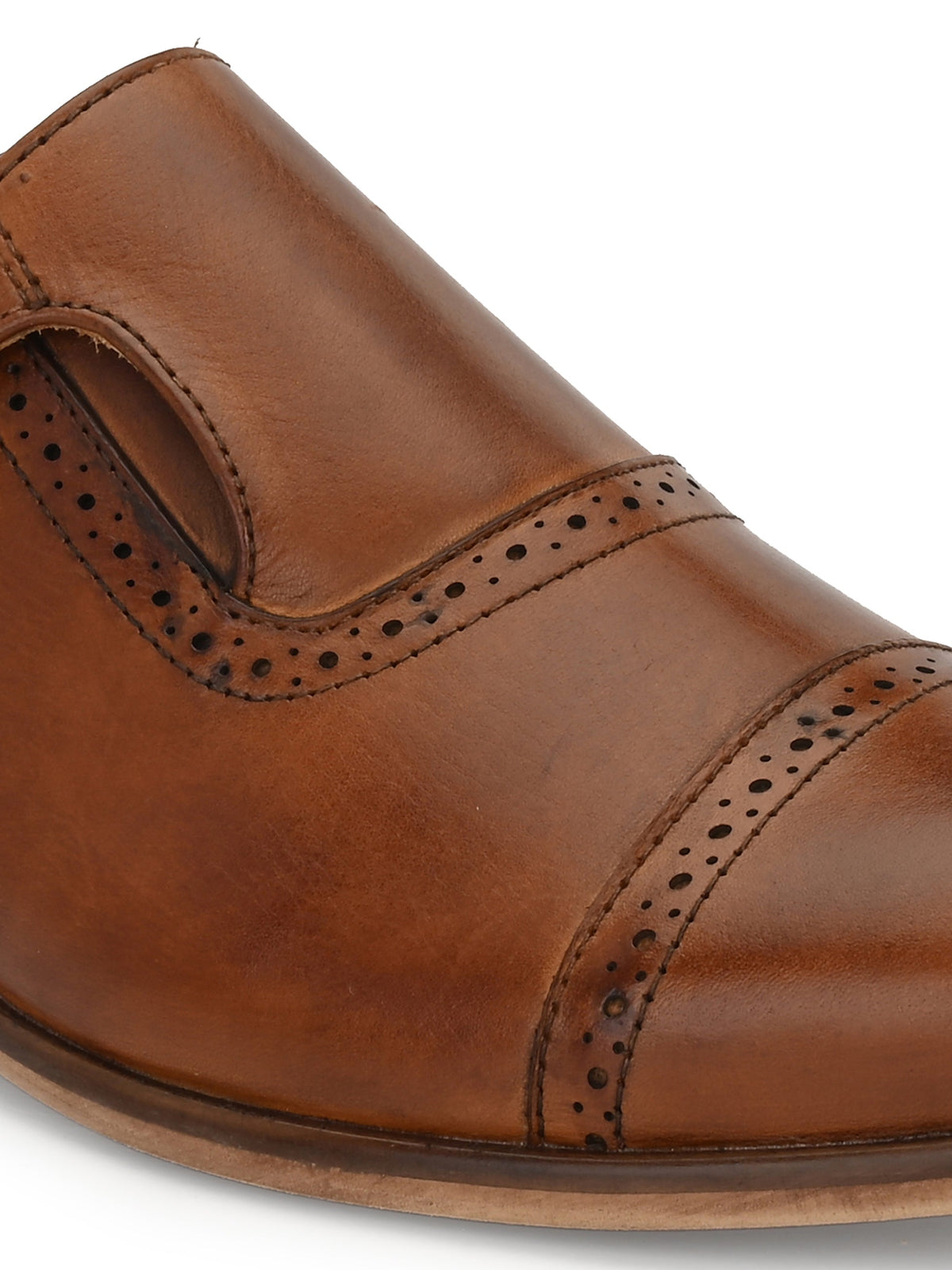 Men's Perforated Leather Monk Shoes