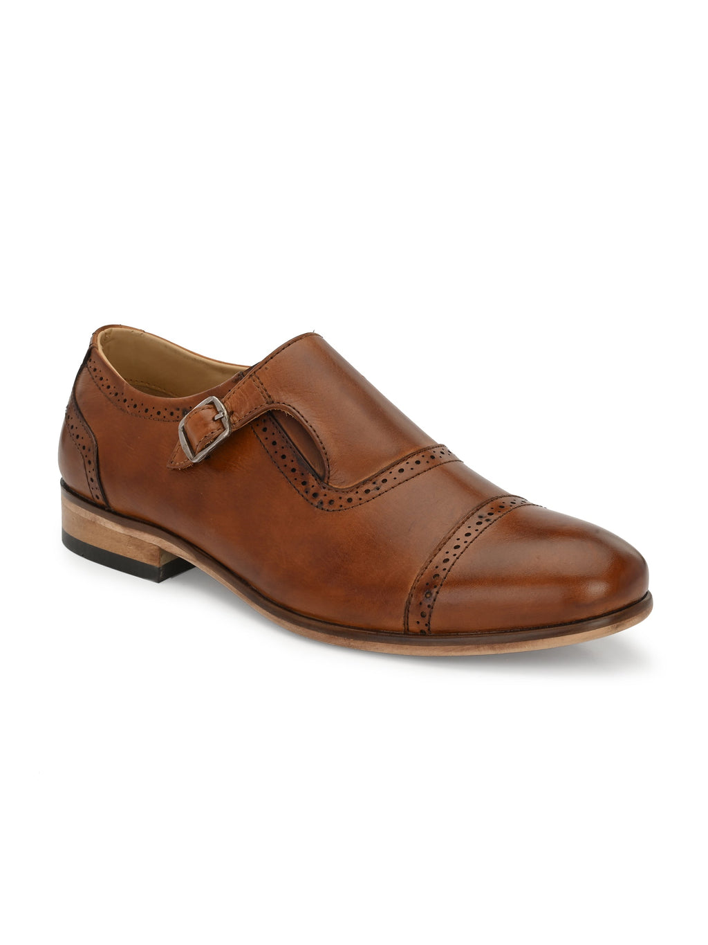 Men's Perforated Leather Monk Shoes