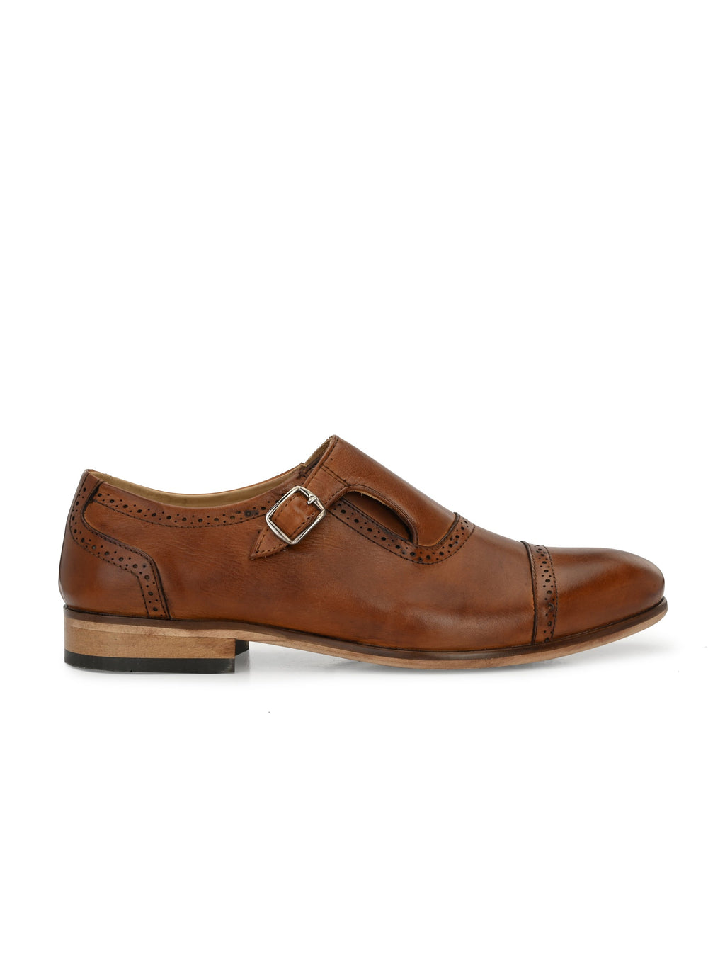 Men's Perforated Leather Monk Shoes