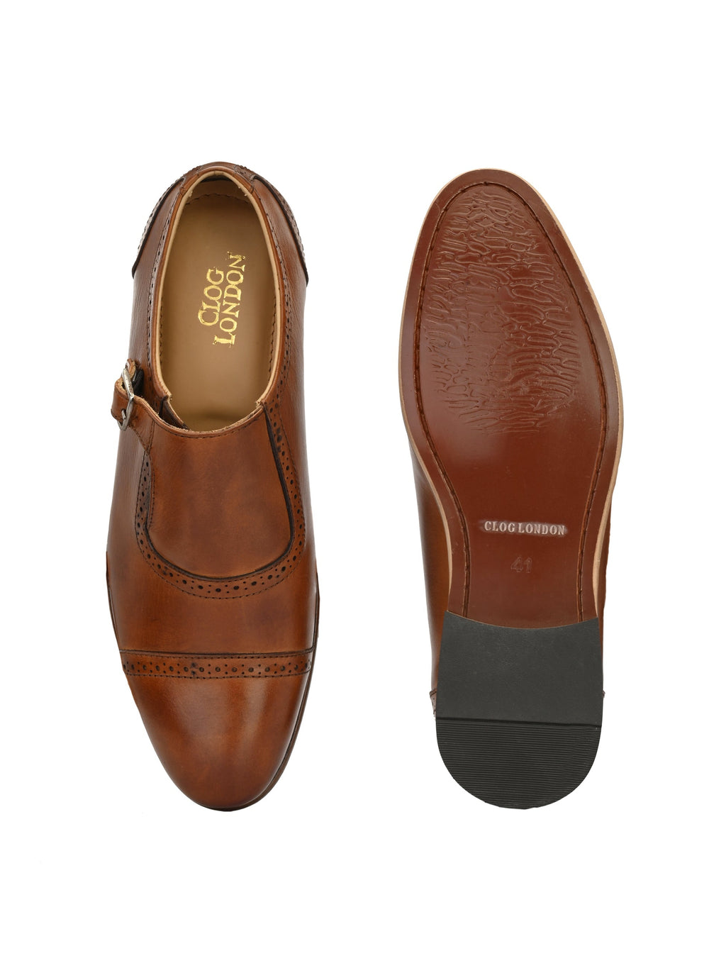 Men's Perforated Leather Monk Shoes