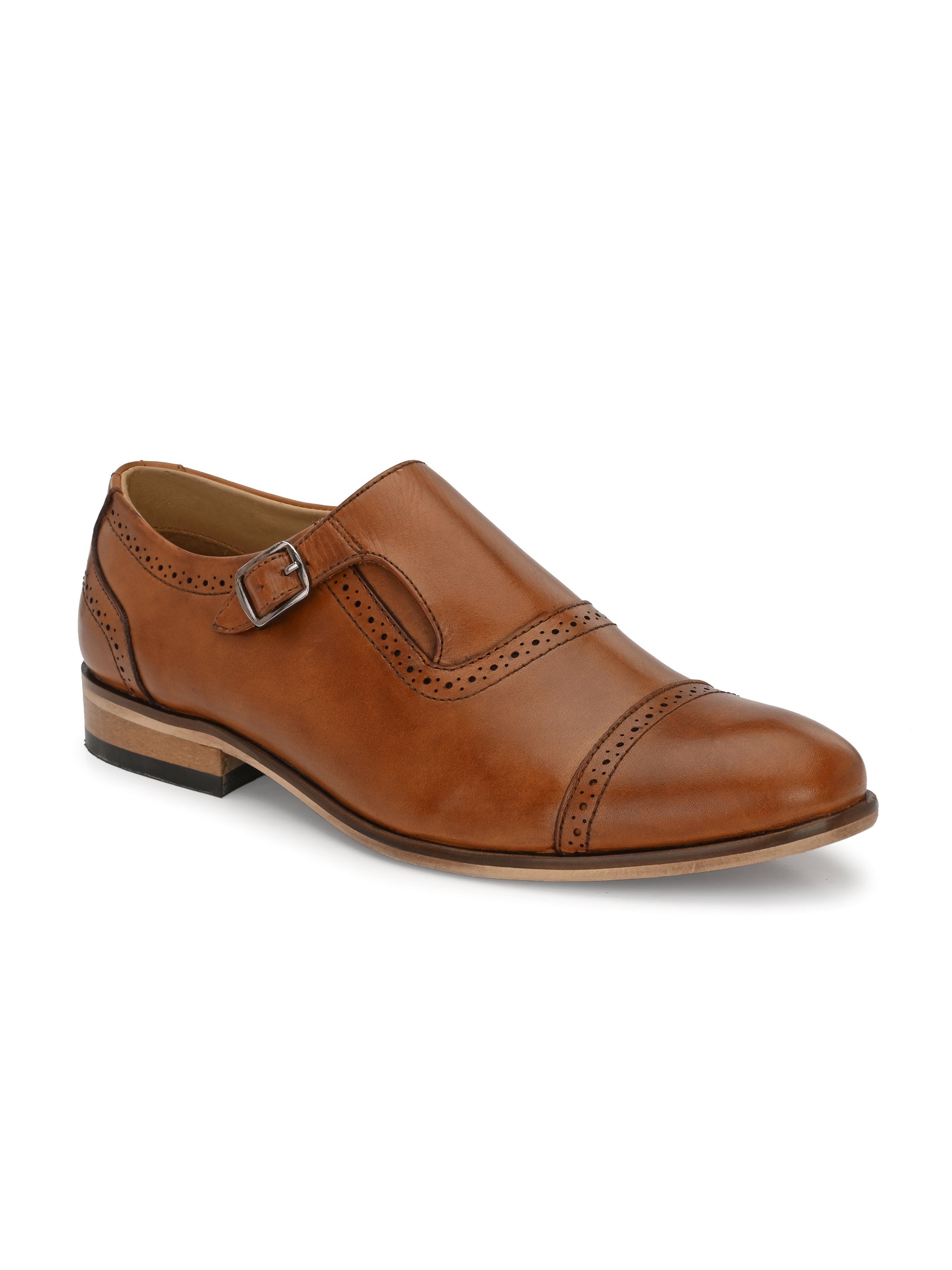 Men's Perforated Leather Monk Shoes