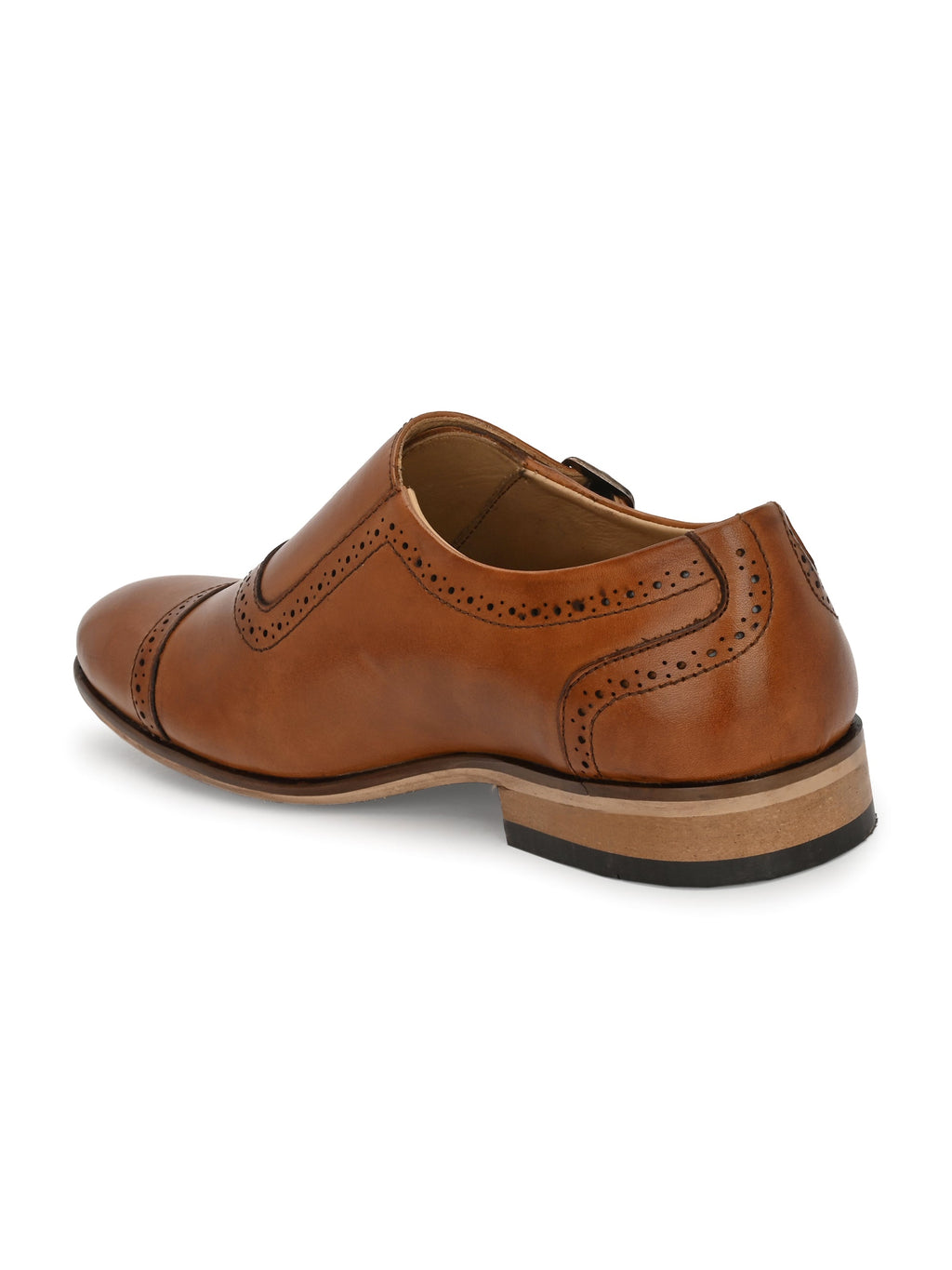 Men's Perforated Leather Monk Shoes