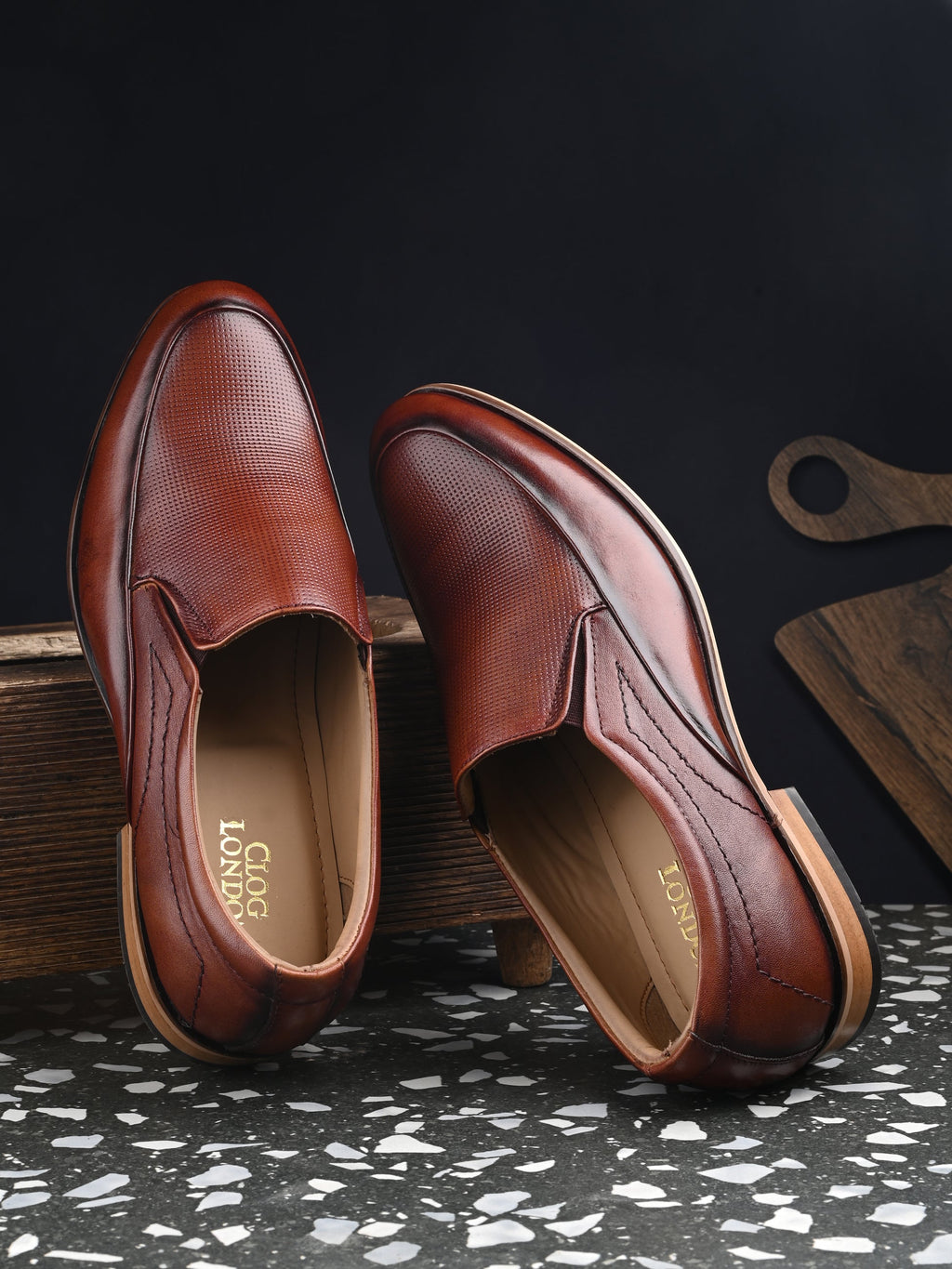 Men's Textured Leather Formal Loafer Slip on Shoes