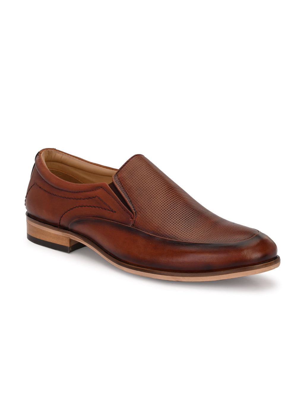 Men's Perforated Leather Formal Slip on Shoes